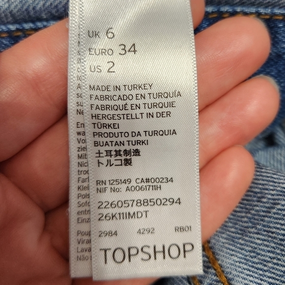 Topshop Button Front Western Denim Mini Skirt Size 2 - Picture 5 of 7